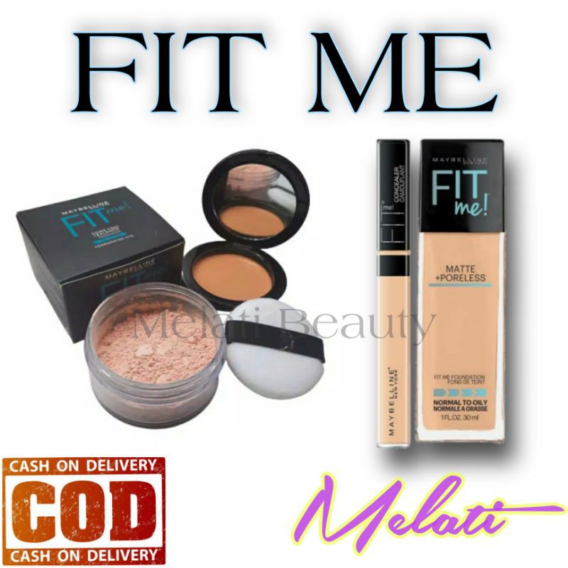 Paket Set Fit Me 2 In 1 / Foundation Fit Me / Paket Kosmetik / Bedak Fit Me 2 In 1 Basah Dan Tabur