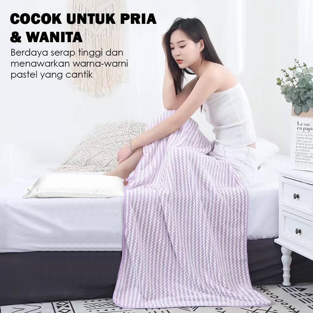 ARJUNA Handuk Mandi 140cm x 70cm / Handuk Untuk Dewasa Motif Diamond /ZigZag /Salur Dengan Bulu Lembut Dan Daya Serap Tinggi