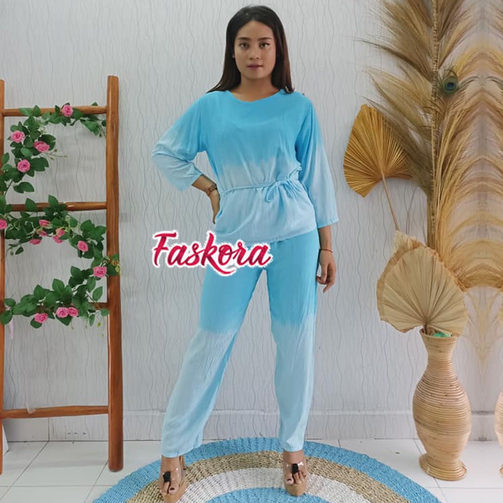 Piyama Kekinian Set Rayon Tie dye STN06 / Piyama Lengan Panjang Wanita Jumbo / Piyama Set Jumbo