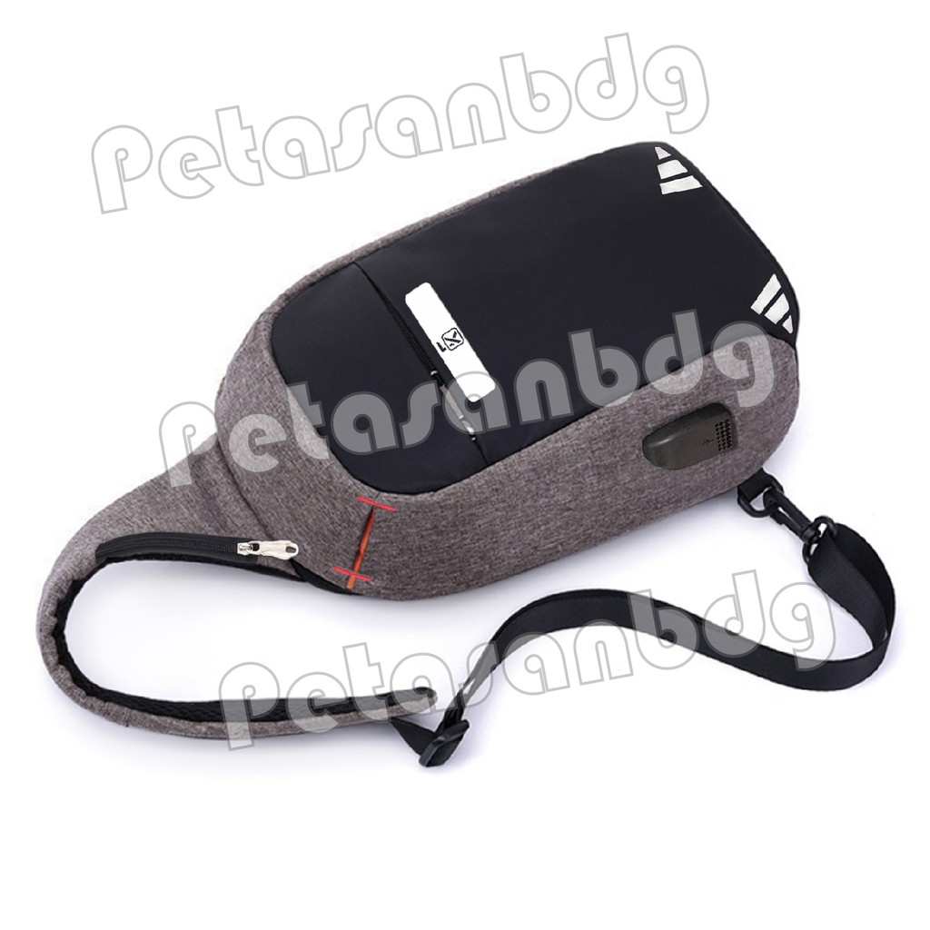 PTS -Tas Selempang Anti Maling Casual Anti Theft Slingbag With - Dark Grey Chest Bag