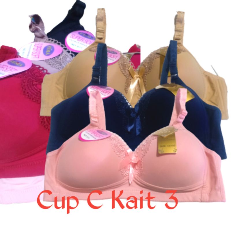 BH BRA POLOS JUMBO FEMA CUP C KAIT 3 BAHAN HALUS PITA BORDIR SIZE 38/44 BISA TIPIS TALI TIDAK BISA DI LEPAS