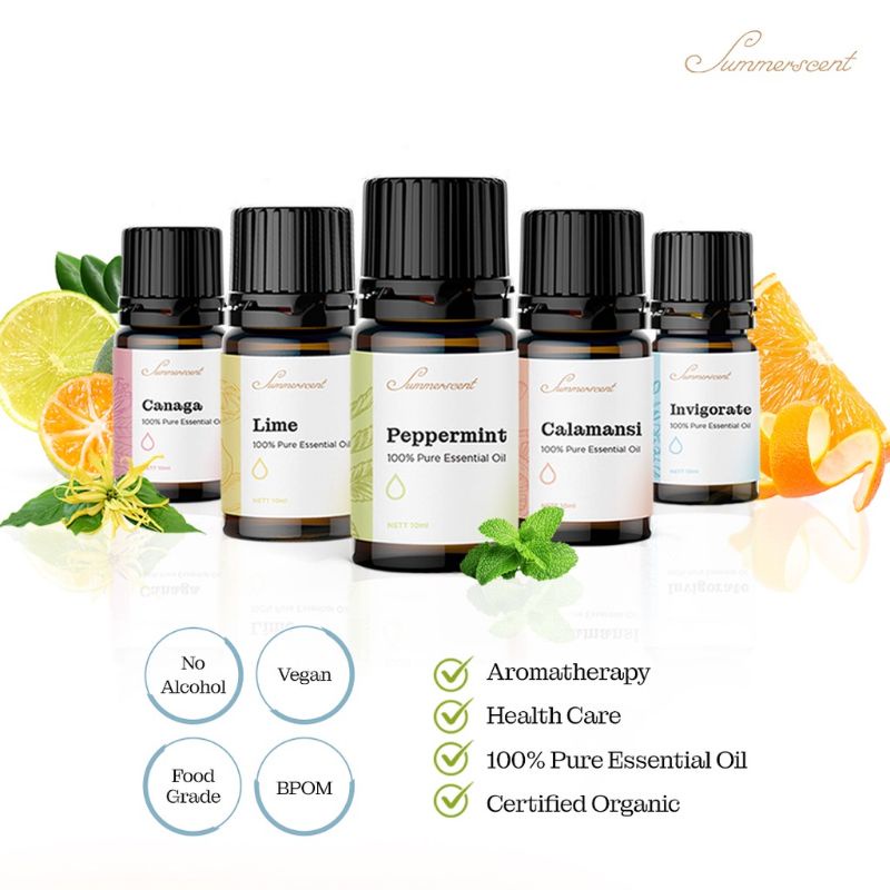 Summerscent Essential Oil Diffuser Cough and Flue BPOM 10ml Calamansi Invigorate Peppermint Lime Canaga