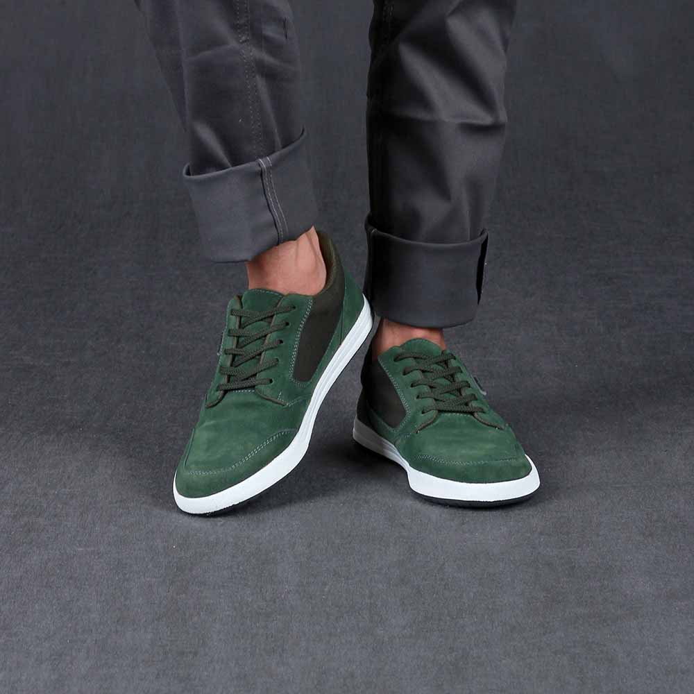 [Sepatu Cibaduyut] Sneakers Suede Sneakers Santai Pria Casual Sporty Hijau Botol