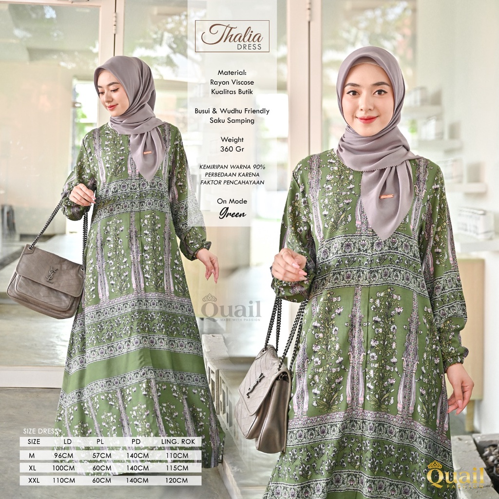 THALIA DRESS ORIGINAL QUAIL | DRESS RAYON MOTIF ELEGANT | DRESS QUAIL | QUAIL HIJAB | ORIGINAL TANGA
