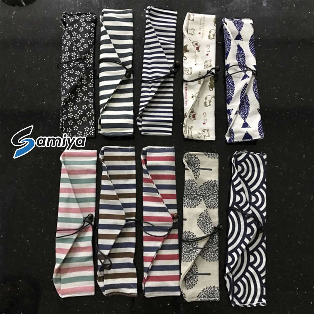 Pouch tempat sedotan / pouch tempat sendok garpu sumpit / pouch alat makan / pouch model jepang