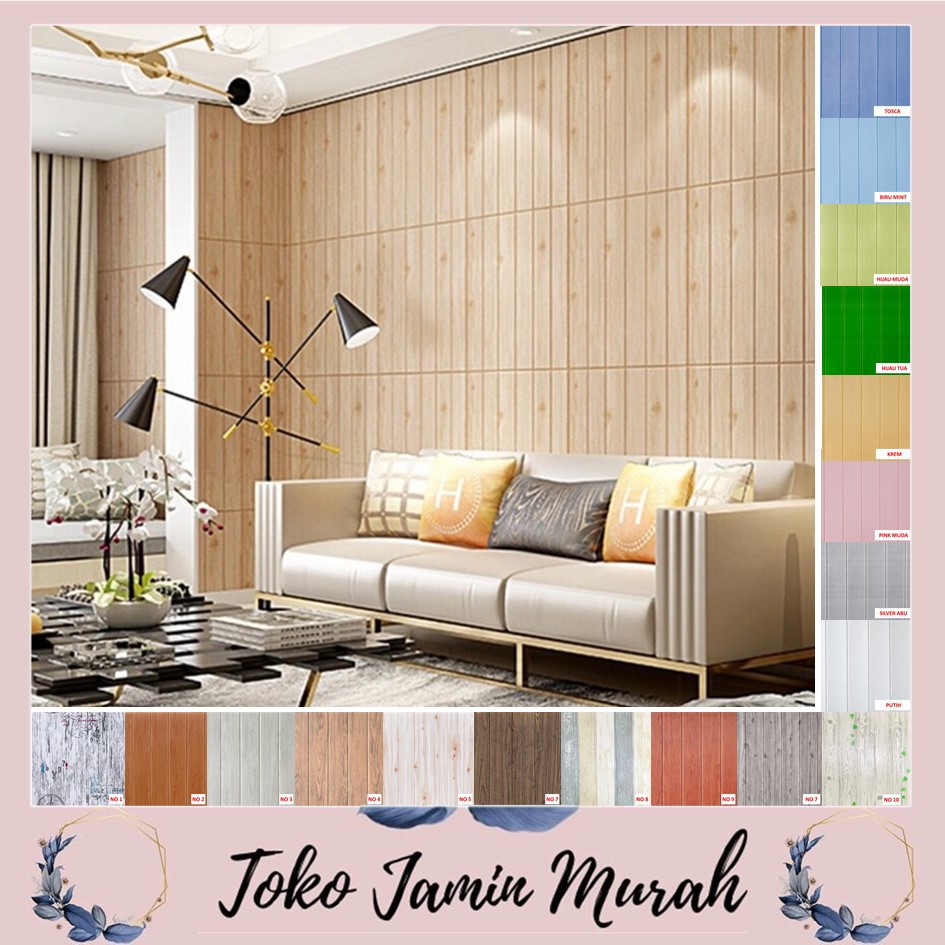 COD TJM Wallpaper Dinding Foam  3D Polos Kayu  70x70cm WOOD 