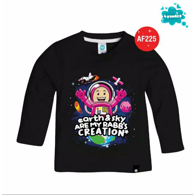 SALE Kaos anak lengan panjang AF225 Earth &amp; Sky are My Rabb's Creation