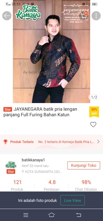 Drajat Kemeja Batik Pria Lengan Panjang Full Furing Bahan Katun Sragenan By Kanaya