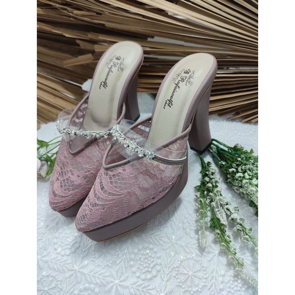 sepatu Azwa Mauve tinggi 10cm tahu