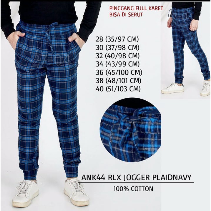 Anko Celana Panjang Jogger Navy ( Celana Wanita Pria Casual )