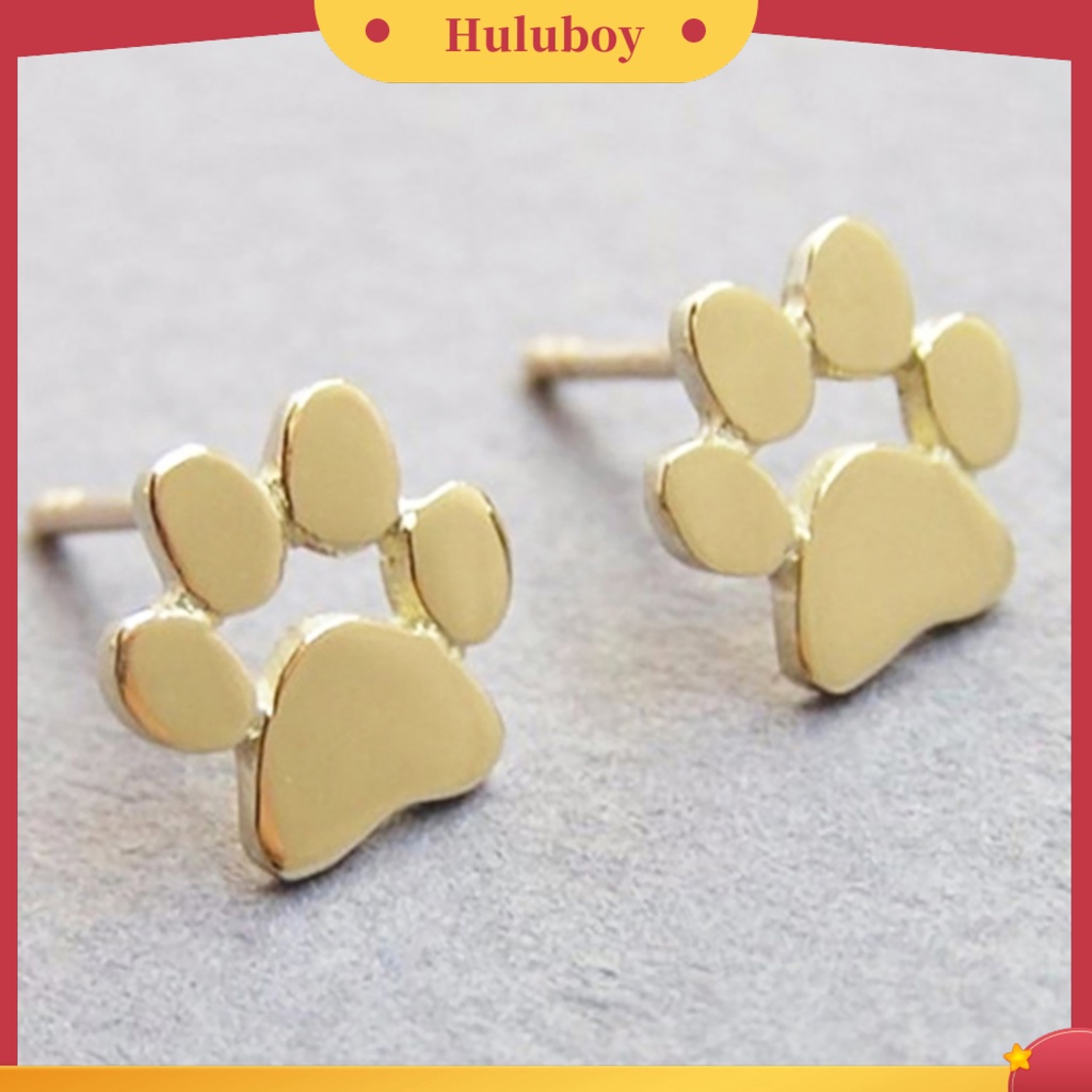 Hu Hu Hu Hu Hu Alat Bantu Pasang Kacamata♡ 1 Pasang Anting Stud Bentuk Jejak Kaki Hewan Bahan Alloy Untuk Wanita