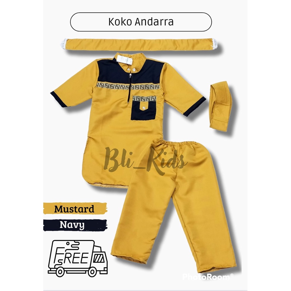 Koko anak laki laki bahan Baloteli baju muslim anak laki laki terbaru plus peci dan syal terkini