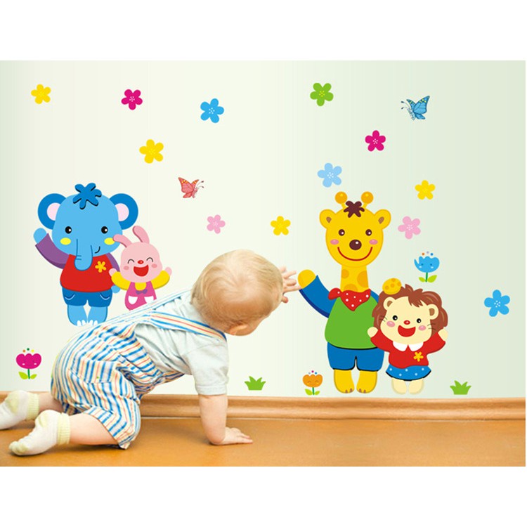 AURA - Wall Sticker Dinding Kamar - Stiker Dinding - Dekorasi Dinding - Sticker Anak Gajah Jerapah