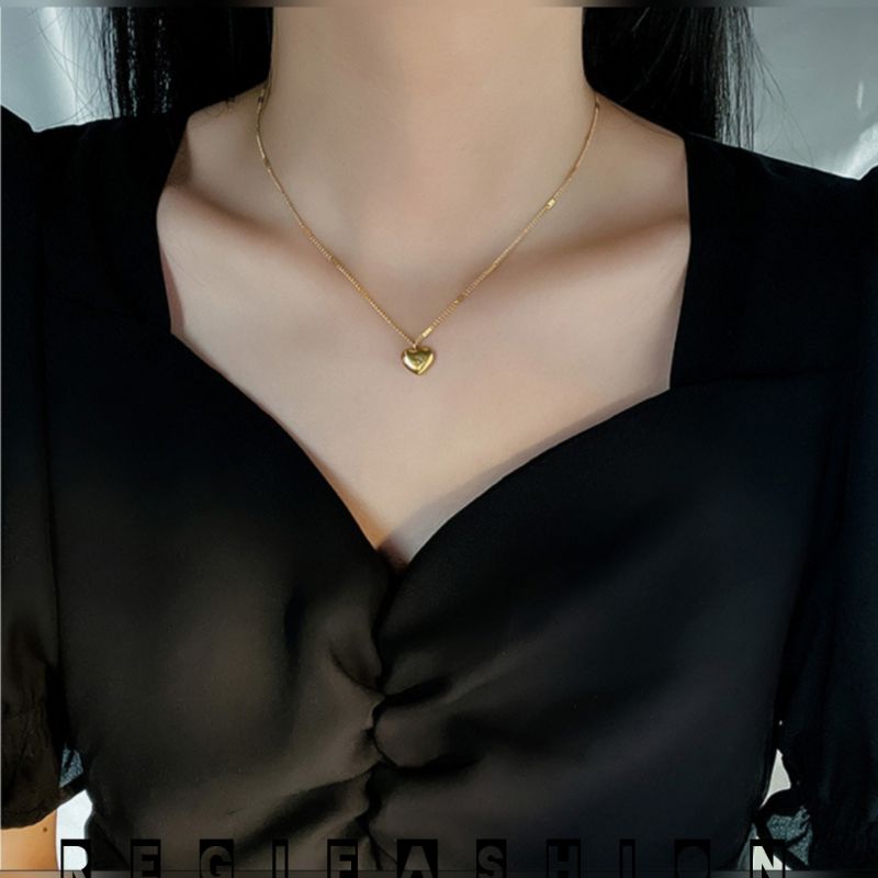 Kalung titanium Wanita / Kalung wanita Korea Terbaru 2022 / Kalung Liontin Love Permata Kristal