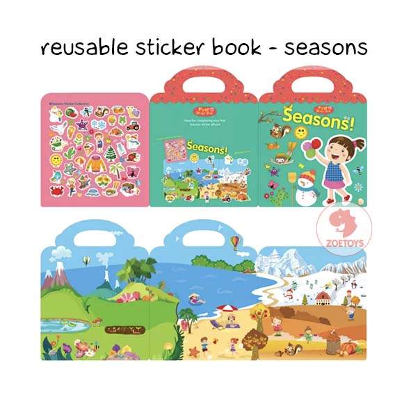 Zoetoys Reusable Sticker Book | Aktivitas Menempel Buku Stiker | Books Activity Mainan Edukasi Waterproof   Mainan Edukasi Anak