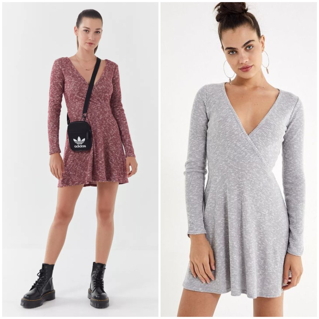 Dress Urban Outfitters Coraline Cozy Wrap Dress Wanita Original
