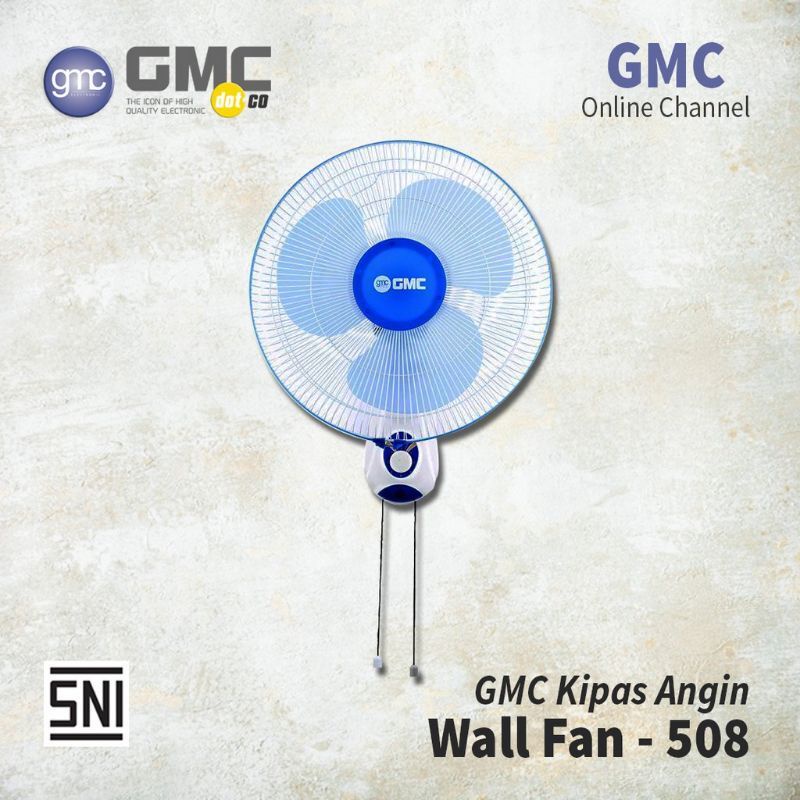 Kipas Angin Dinding GMC 508/509 16 inch Wall Fan SNI Gransi Resmi 3 kecepatan swing kanan kiri