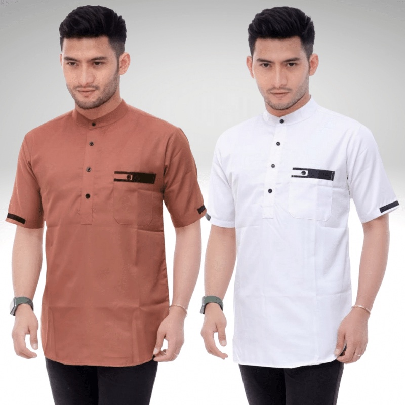 Baju Koko Kurta Dewasa Lengan Pendek Material Catton Adem Serap Keringat