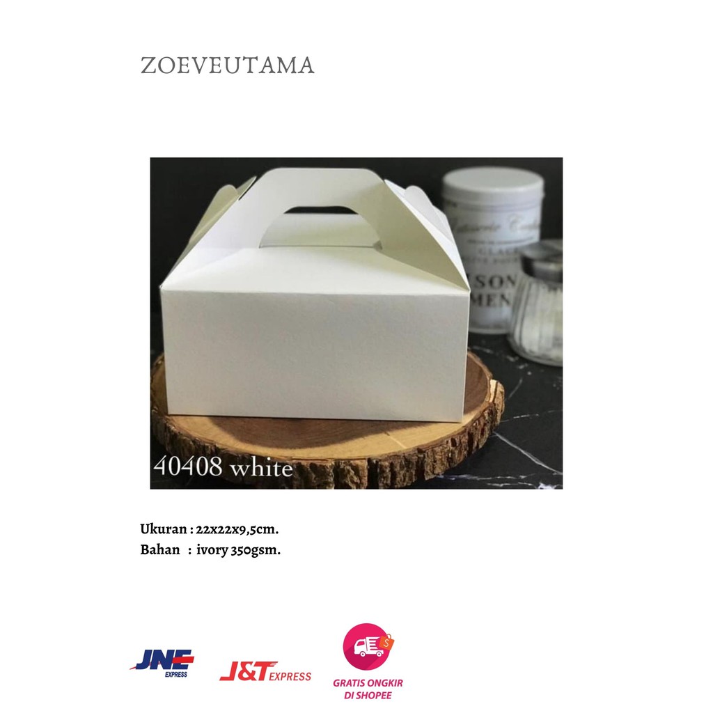 

box / dus kue persegi model tenteng 22x22 cm