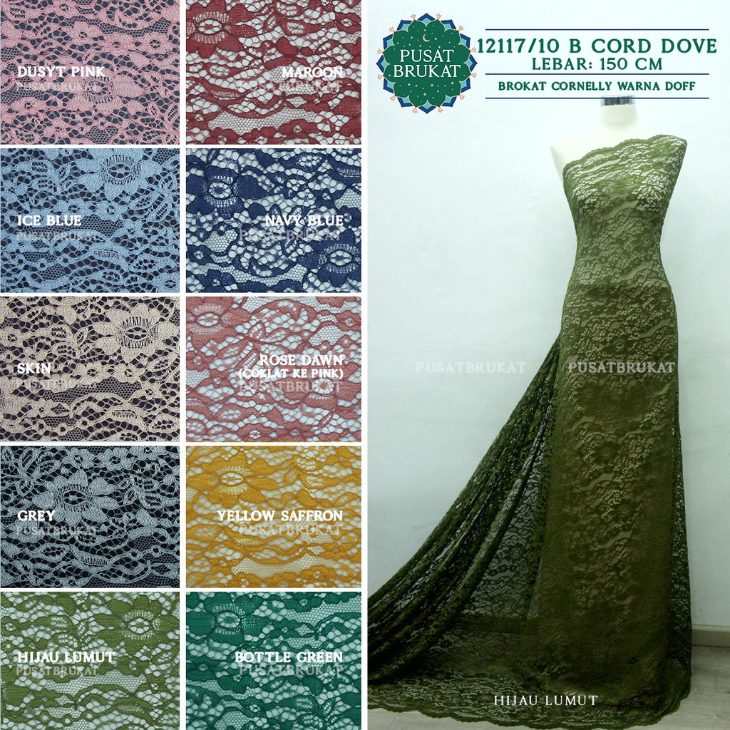 KAIN KEBAYA BRUKAT GLITTER / BAHAN BROKAT METALIK BELVA - LEBAR 150CM [harga per 0.5m]