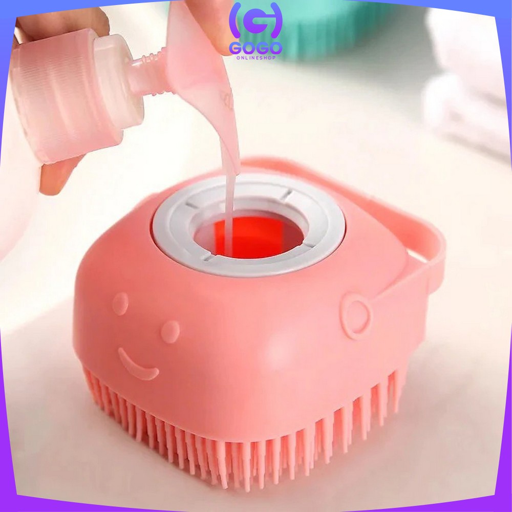 GOGO-C284 Spons Mandi Shower Brush / Sikat Mandi Silikon Dispenser Sabun Mandi Portable / Sikat Badan Silikon