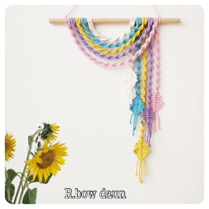 macrame rainbow hiasan dinding pintu kamar