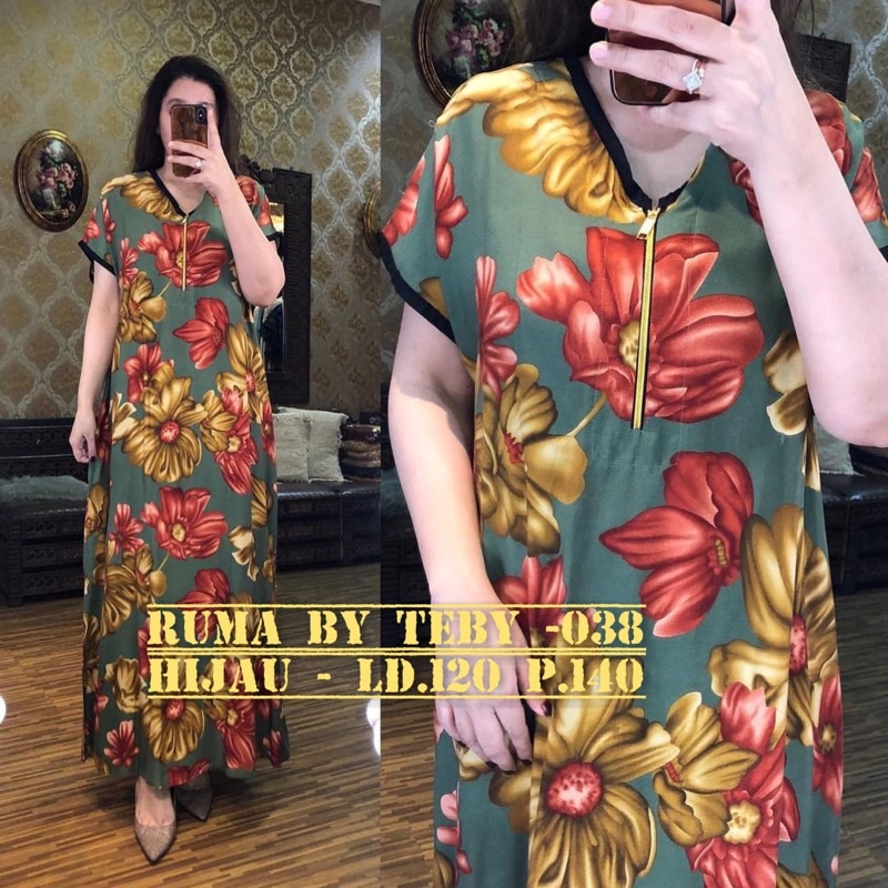 Daster Arab TEBY RUMA Series Dress Rayon Super Originanal Best Seller-Hijau Code 38