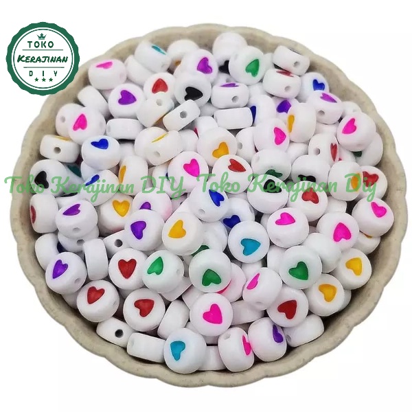 [ 120 pcs ] Manik Mote Love Mute Bulat Pipih Bahan Meronce