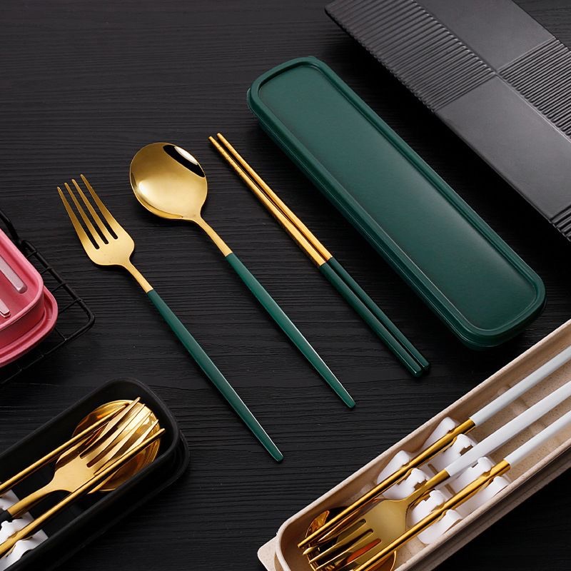 【 High Quality 】Paket Sendok Garpu Sumpit Korean Style - Sumpit Sendok Grapu Set / Set 3 in 1 Stainless Steel