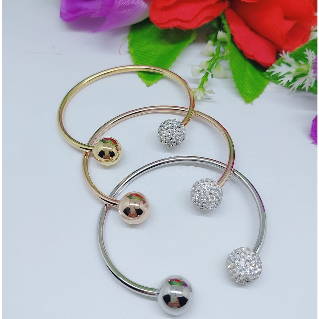 Gelang titanium bola perhiasan wanita jewelry 0293