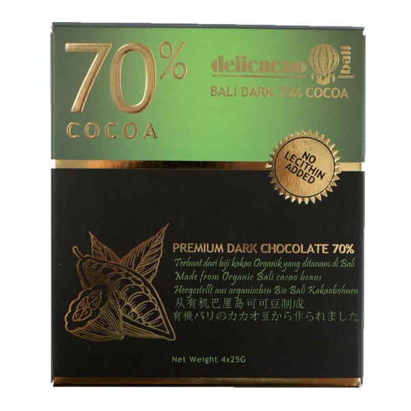 

DELICACAO Bali Dark 70p Cocoa 100g - Premium Chocolate Cokelat 4x25g