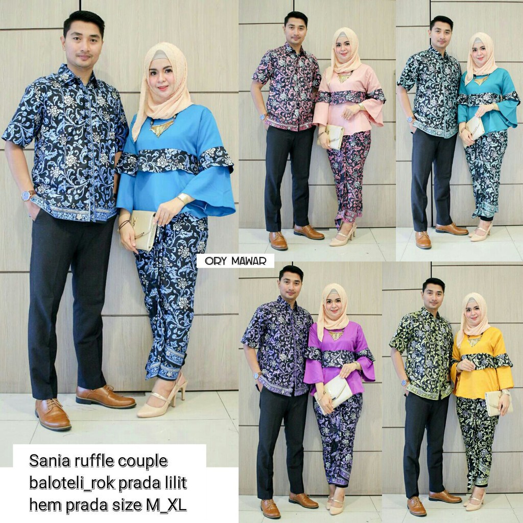 couple batik sarimbit  anggun mempesona Sania Mawar ruffle 