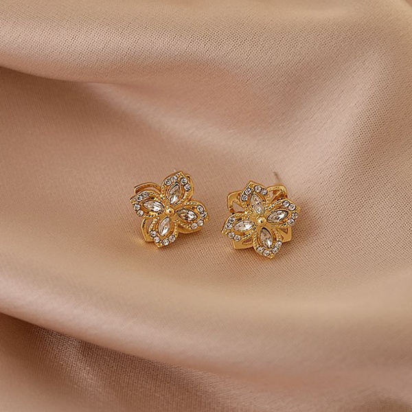 anting s925 bunga flower zircon stud earrings jan300(3E2,1B2)