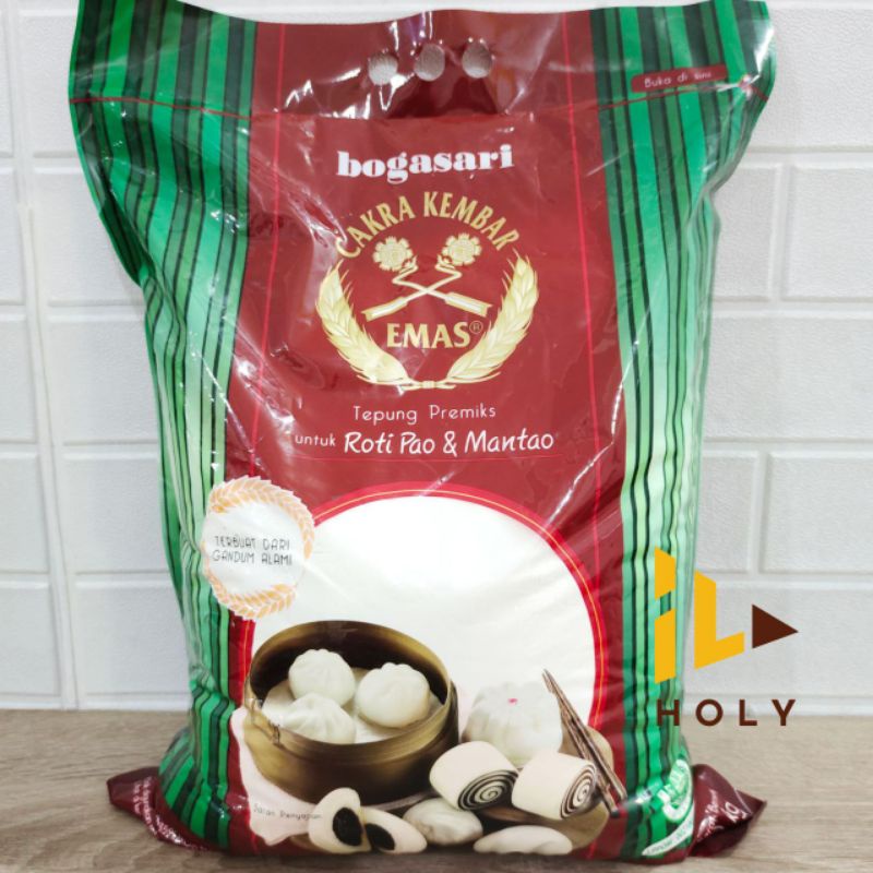 

Tepung Cakra Kembar Emas Pao & Mantao (5kg) Kemasan Asli / Tepung Terigu untuk Pao Mantao Bakpao