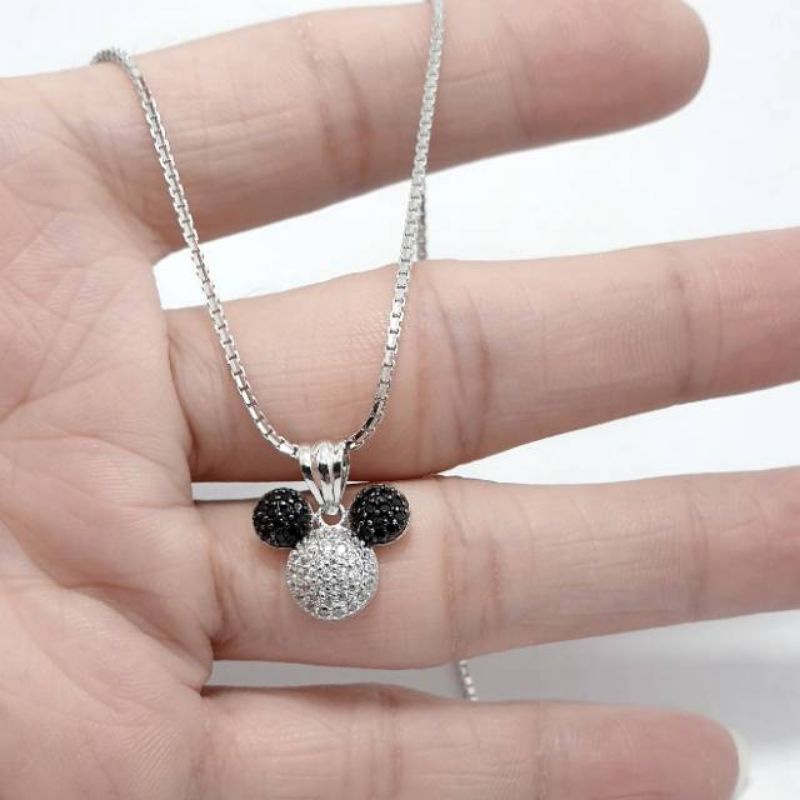 KALUNG PERAK WANITA SILVER 925 ASLI | RANTAI ITALY DAN LIONTIN MICKY MOUSE