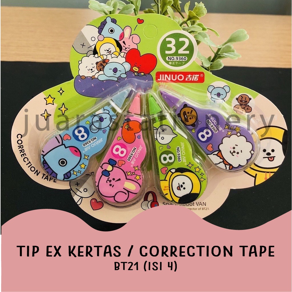 Correction Tape BT21 BTS / Tipe X BTS / TipX / 1 set isi 4