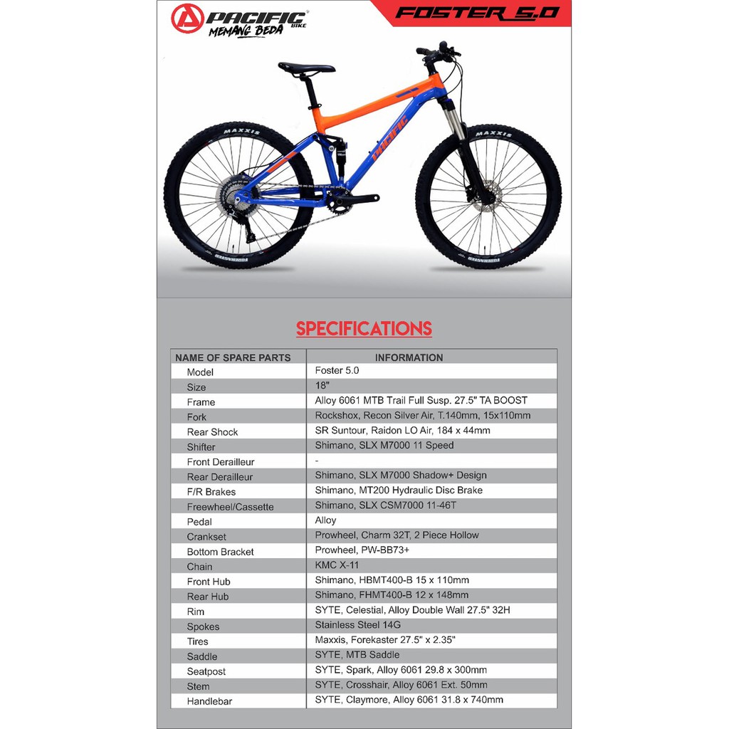 Sepeda gunung Mountain Bike Sepeda dewasa MTB 27.5 PACIFIC FOSTER 5.0