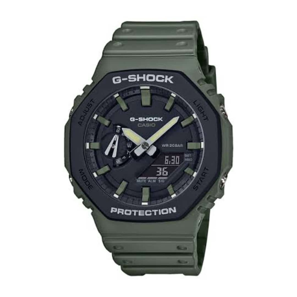 (COD) BEST SELLER !!!! JAM TANGAN PRIA GA 2100 KW 1 SEMI ORI / GSHOCK DUAL TIME 2 JARUM TALI HIJAU KUNING