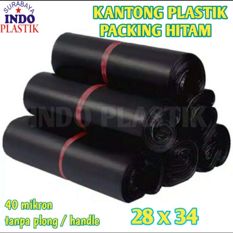 

ISI 100 PCS PACKING 28X34 CM HITAM PLASTIK KRESEK KANTONG PACKING HITAM TEBAL