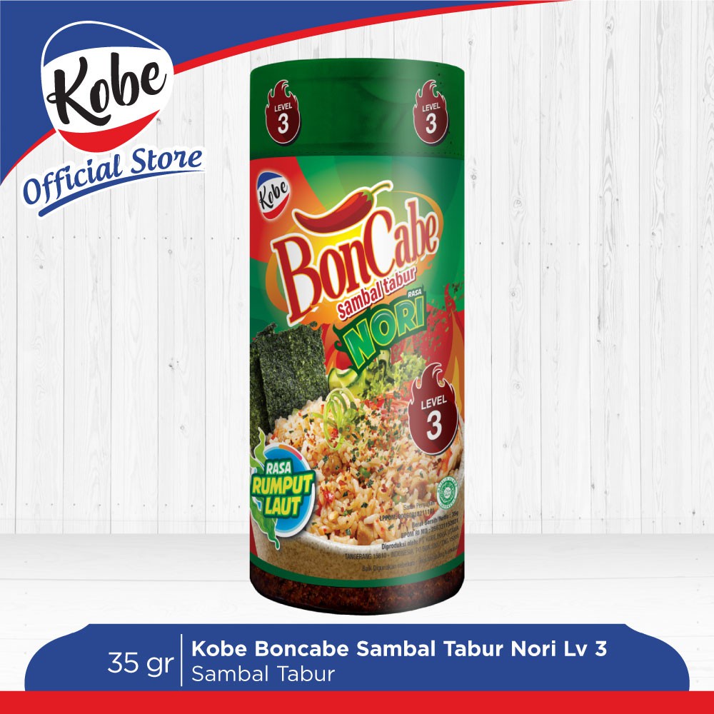 

BonCabe Sambal Tabur Nori rasa rumput laut Level 3 botolan 30gr