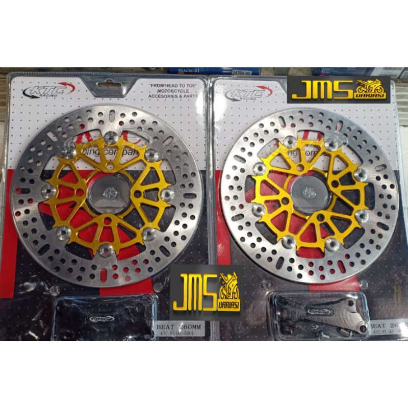piringan disc piringan cakram ktc racing cnc plus breket 260mm Mio sporty Mio soul lama beat mioj Mio m3 fazzio fino soul GT 125/150 vario110 led fi vario125/150 genio Scoopy spacy beat street beat pop vario125/250 new