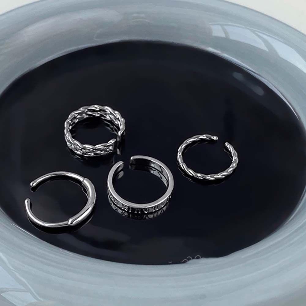 4pcs / set Cincin Model Terbuka Gaya Punk Untuk Wanita