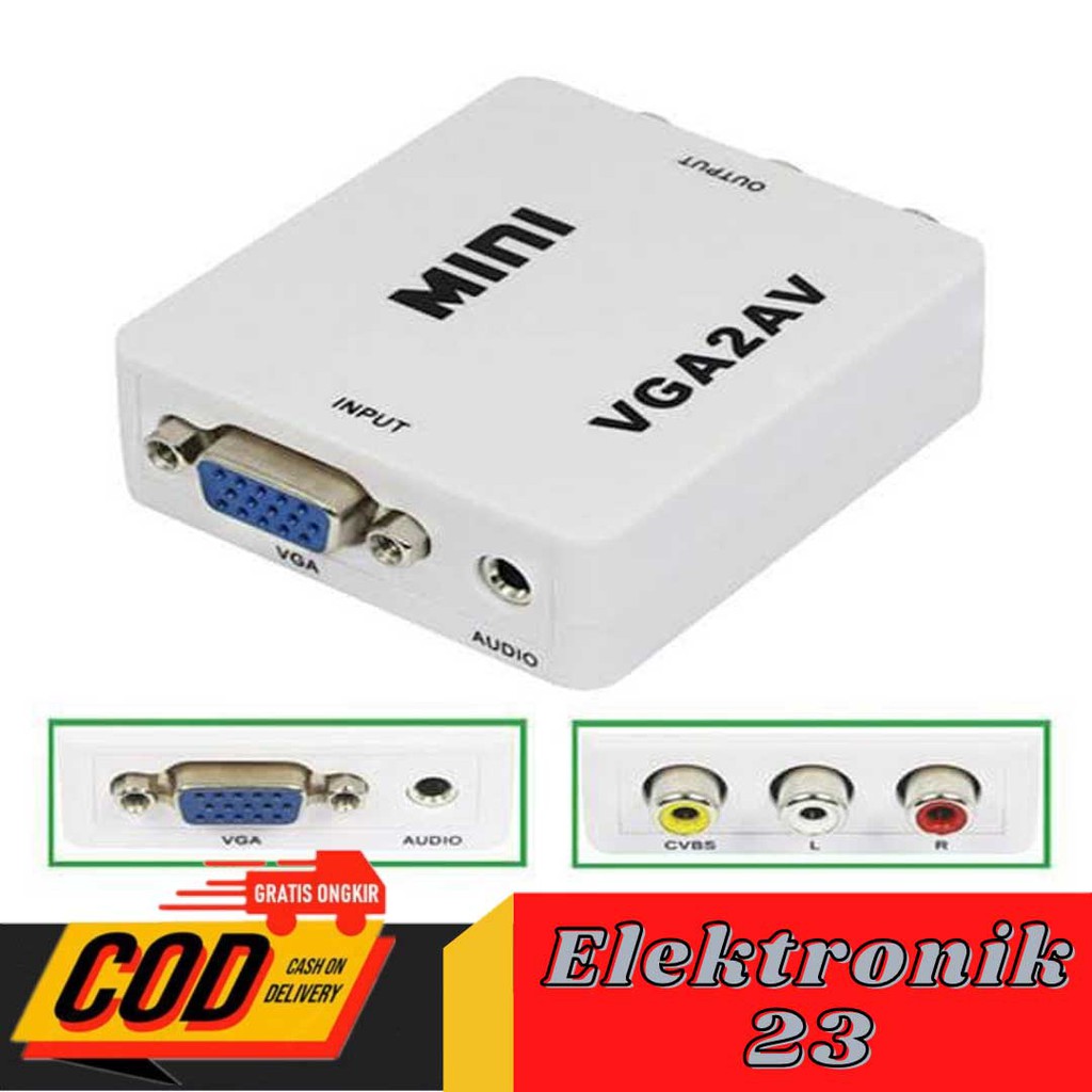 Jual VGA to RCA Converter / Converter VGA to AV / VGA to AV Mini ...