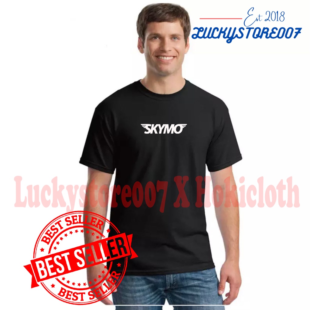 Kaos S K Y M O/KAOS MOTIF SKYMO/KAOS MURAH/KAOS KONVEKSI TEKS PUTIH