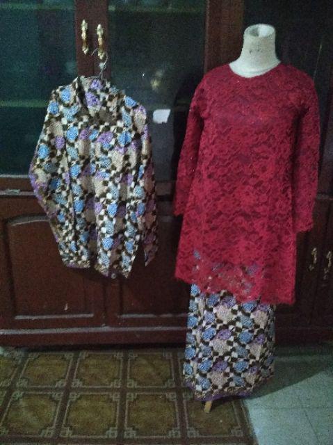 Zola_batik Couple Kebaya Brokat Selendang Ayushita - Monaka
