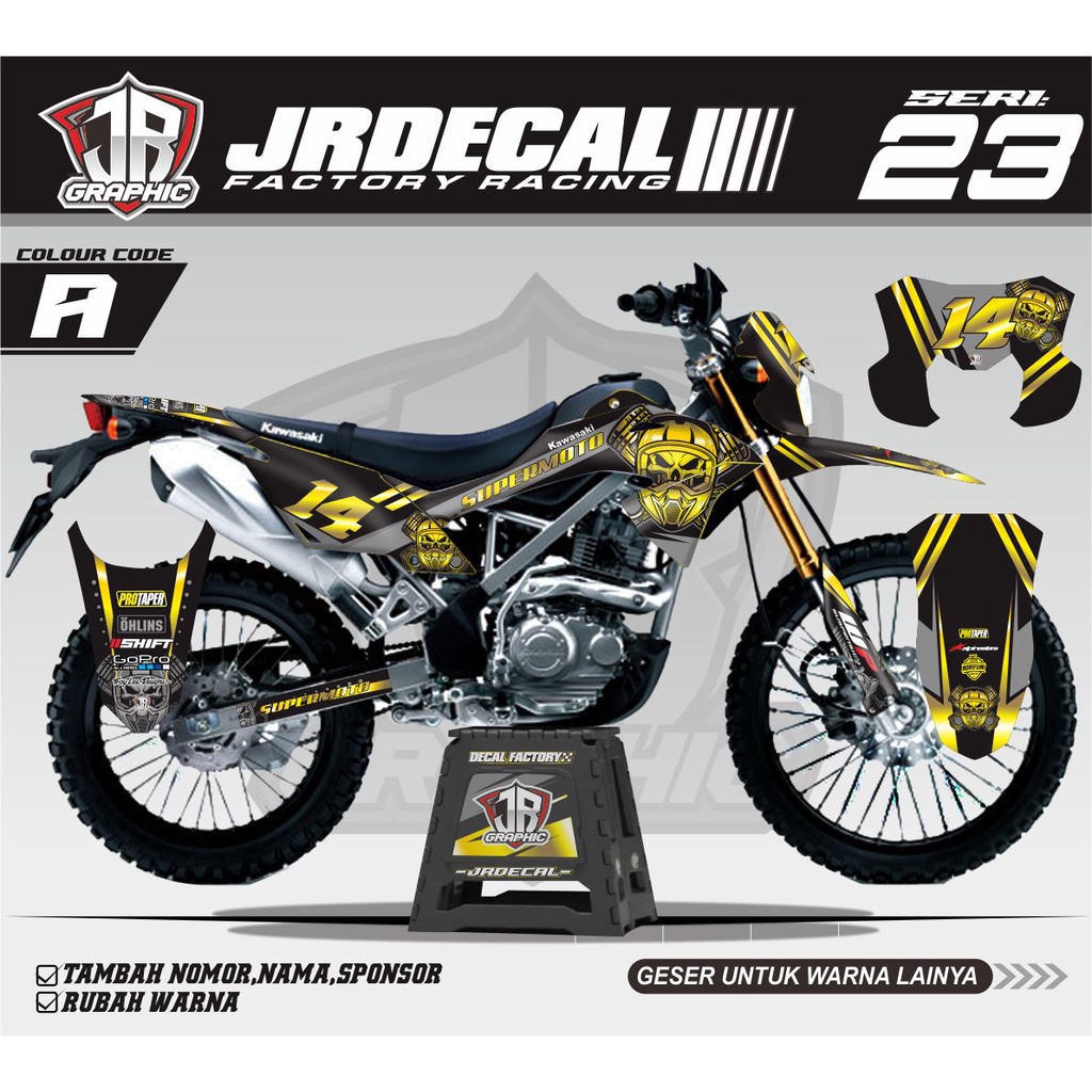 (BISA COD) DECAL KLX BF 150 SUPERMOTO HELMET SKULL-DEKAL STIKER KAWASAKI KLX BF TENGKORAK KEREN-DEKA
