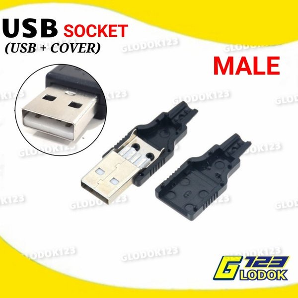 Soket USB 4 Pin Plug Socket Connector Kosong Jantan Male Betina Female