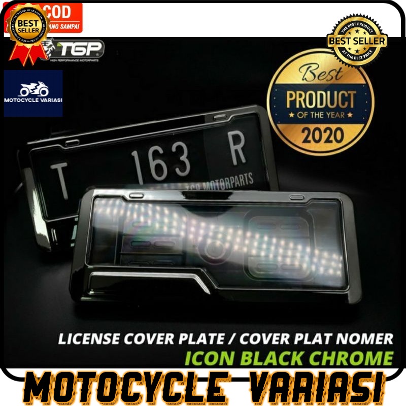 Cover tempat plat nomor motor TGP icon black chrome universal