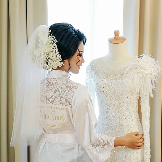 Kimono Bordir Kombinasi Lace / Bride Robe / Bridesmaid Robes