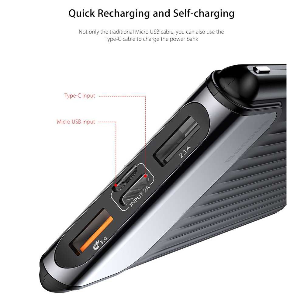 Baseus Power Bank 3 Port QC 3.0 USB Type C Input 10000mAh - PPYZ-C01